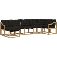 vidaXL Buiten bank set met kussen 7 pcs Wit en zwart