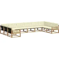 vidaXL Buiten bank set met kussen 10 pcs Wit en crèmekleurig
