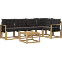 vidaXL Buiten bank set 6 st Wit en zwart