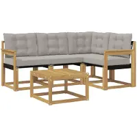 vidaXL Buiten bank set 5 st Wit en Lichtgrijs