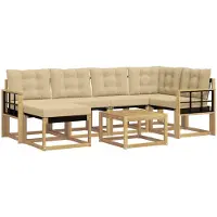 vidaXL Buiten bank set 7 st Wit en Beige