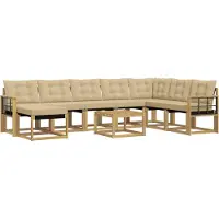 vidaXL Buiten bank set 9 st Wit en Beige