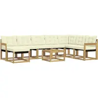 vidaXL Buiten bank set 9 st Wit en crèmekleurig