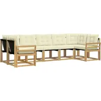 vidaXL Buiten bank set 7 st Wit en crèmekleurig