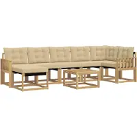 vidaXL Buiten bank set 8 st Wit en Beige