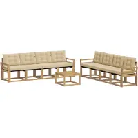 vidaXL Buiten bank set 9 st Wit en Beige
