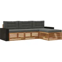 vidaXL Buiten bank set 4 st Natuurlijk en Antraciet Polyester