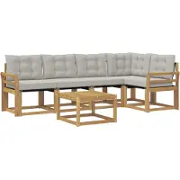 vidaXL Buiten bank set 6 st Wit en Lichtgrijs