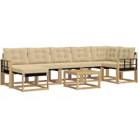 vidaXL Buiten bank set 8 st Wit en Beige