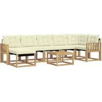 vidaXL Buiten bank set 8 st Wit en crèmekleurig