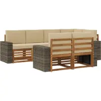 vidaXL Buiten bank set 7 st Natuurlijk en Beige Polyester