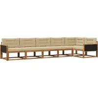 vidaXL Buiten bank set 6 st Natuurlijk en Beige