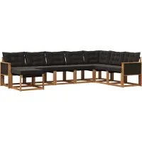 vidaXL Buiten bank set 8 st Naturel en Zwart
