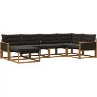 vidaXL Buiten bank set 6 st Naturel en Zwart Massief Acacia Hout