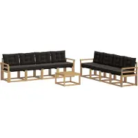 vidaXL Buiten bank set 9 st Wit en zwart