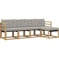 vidaXL Buiten bank set 5 st Wit en Lichtgrijs