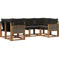 vidaXL Buiten bank set 6 st Naturel en Zwart
