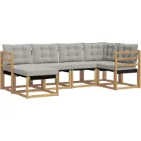 vidaXL Buiten bank set met kussen 6 pcs Wit en Lichtgrijs