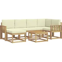 vidaXL Buiten bank set 7 st Wit en crèmekleurig Massief Acacia Hout