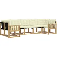 vidaXL Buiten bank set 7 st Wit en crèmekleurig