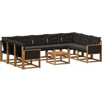 vidaXL Buiten bank set 10 st Naturel en Zwart