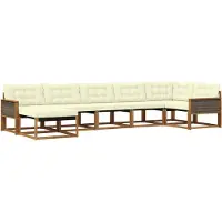 vidaXL Buiten bank set 7 st Natuurlijk en Crème Massief Acacia Hout