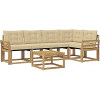 vidaXL Buiten bank set met kussen 6 pcs Wit en Beige