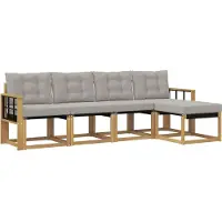 vidaXL Buiten bank set 5 pcs Wit en Lichtgrijs
