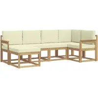 vidaXL Buiten bank set 6 st Wit en crèmekleurig Polyester