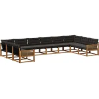 vidaXL Buiten bank set 10 st Naturel en Zwart