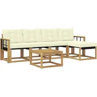 vidaXL Buiten bank set 6 st Wit en crèmekleurig