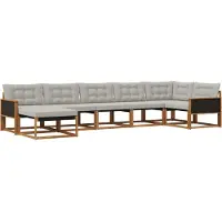 vidaXL Buiten bank set 7 st Naturel en lichtgrijs Massief Acacia Hout