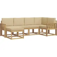 vidaXL Buiten bank set 6 st Wit en Beige Polyester