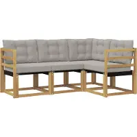 vidaXL Buiten bank set 4 st Wit en Lichtgrijs