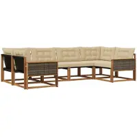 vidaXL Buiten bank set 6 st Natuurlijk en Beige