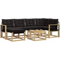 vidaXL Buiten bank set 7 st Wit en zwart