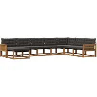 vidaXL Buiten bank set 8 st Naturel en Zwart Massief Acacia Hout