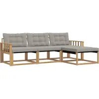 vidaXL Buiten bank set 4 st Wit en Lichtgrijs