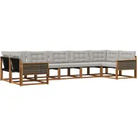 vidaXL Buiten bank set 7 st Naturel en lichtgrijs