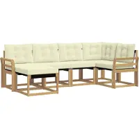 vidaXL Buiten bank set 6 st Wit en crèmekleurig