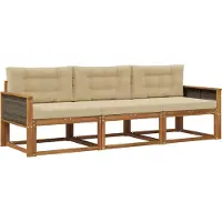 vidaXL Buiten bank set 3 st Natuurlijk en Beige