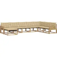 vidaXL Buiten bank set 8 st Wit en Beige Massief Acacia Hout
