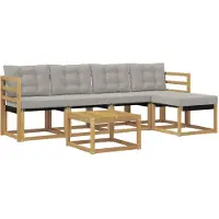 vidaXL Buiten bank set 6 st Wit en Lichtgrijs