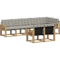 vidaXL Buiten bank set met kussen 8 pcs Wit en Lichtgrijs
