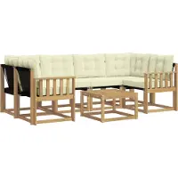 vidaXL Buiten bank set 7 st Wit en crèmekleurig