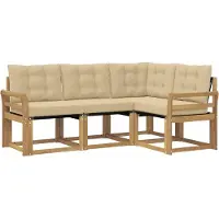 vidaXL Buiten bank set 4 st Wit en Beige