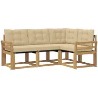 vidaXL Buiten bank set 4 st Wit en Beige