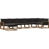 vidaXL Buiten bank set 7 st Naturel en Zwart Massief Acacia Hout