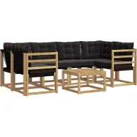 vidaXL Buiten bank set met kussen 7 pcs Wit en zwart