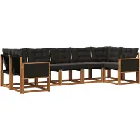 vidaXL Buiten bank set 7 st Naturel en Zwart